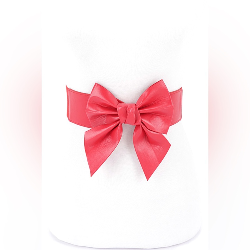Vegan Leather Bow Tie Elastic Corset Statement Belt